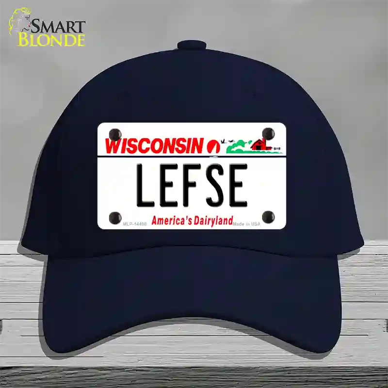 Lefse Wisconsin Novelty License Plate Hat Cotton / Navy