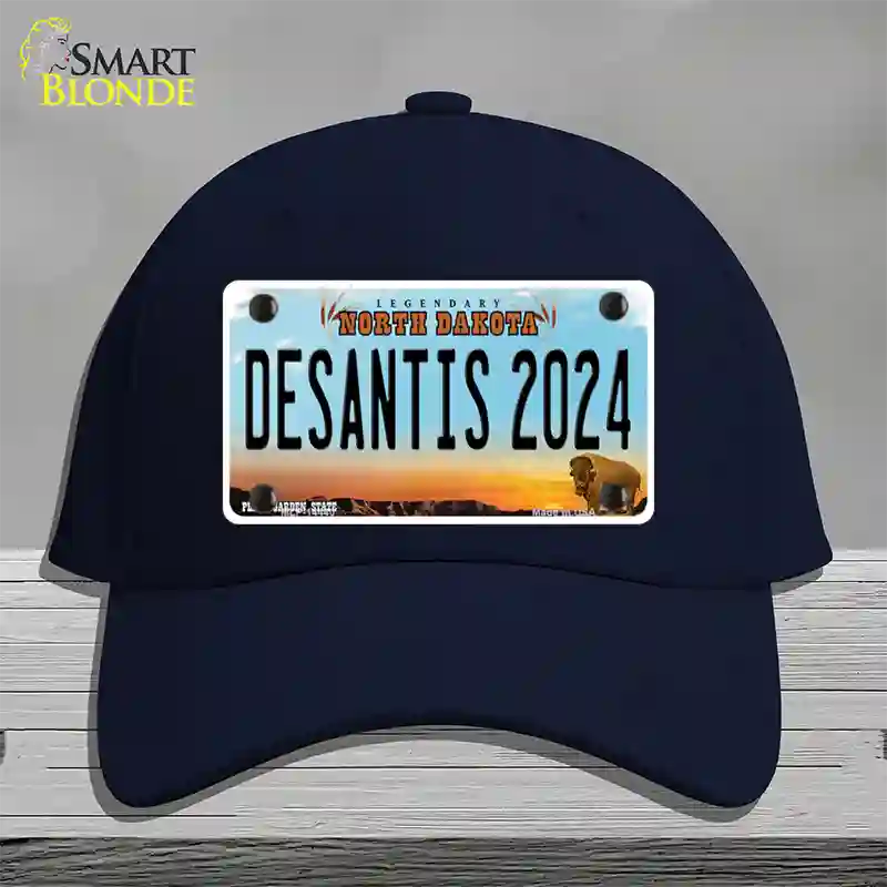 Desantis 2024 North Dakota Novelty License Plate Hat Cotton / Navy