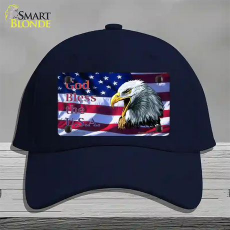 God Bless The USA Eagle Novelty License Plate Hat Cotton / Navy