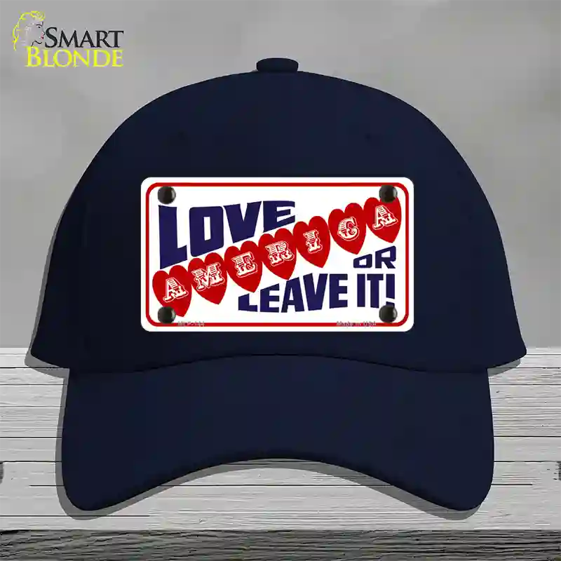 Love America Or Leave It Novelty License Plate Hat Cotton / Navy