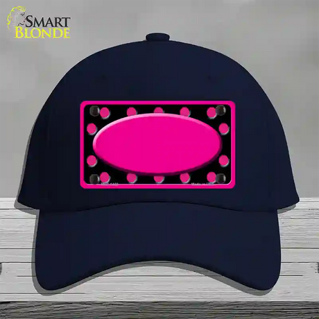 Pink Black Polka Dots Pink Frame And Center Oval Novelty License Plate Hat Cotton / Navy