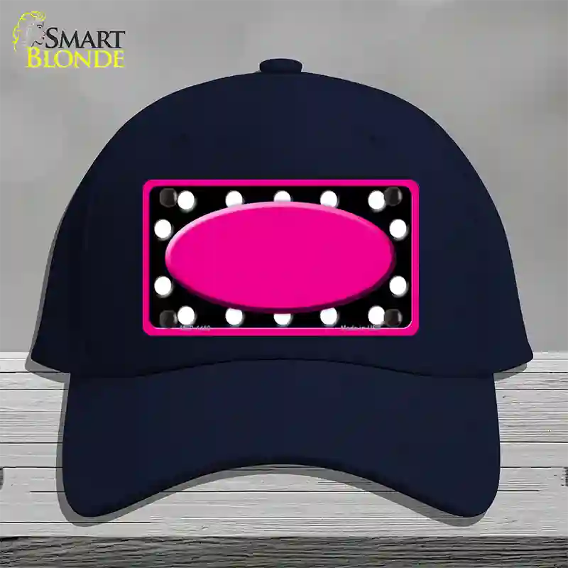 White Black Polka Dots Pink Frame And Center Oval Novelty License Plate Hat Cotton / Navy