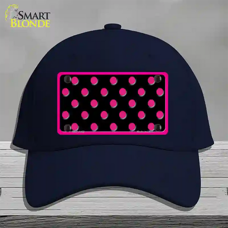 Pink Black Polka Dot Novelty License Plate Hat Cotton / Navy