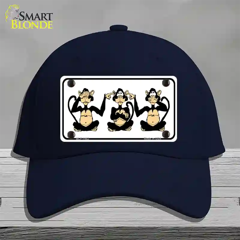 See Hear Speak Monkey Novelty License Plate Hat Cotton / Navy