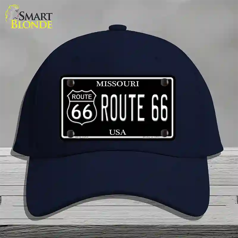 Route 66 Missouri Black Novelty License Plate Hat Cotton / Navy