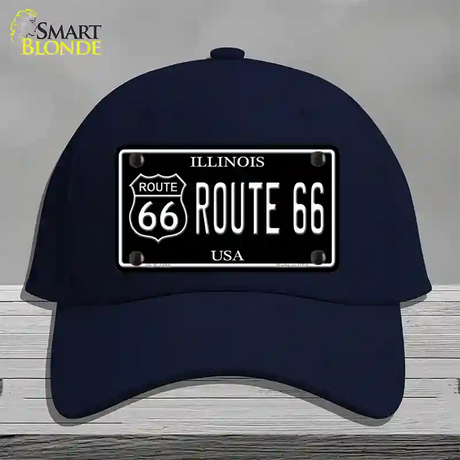 Route 66 Illinois Black Novelty License Plate Hat Cotton / Navy