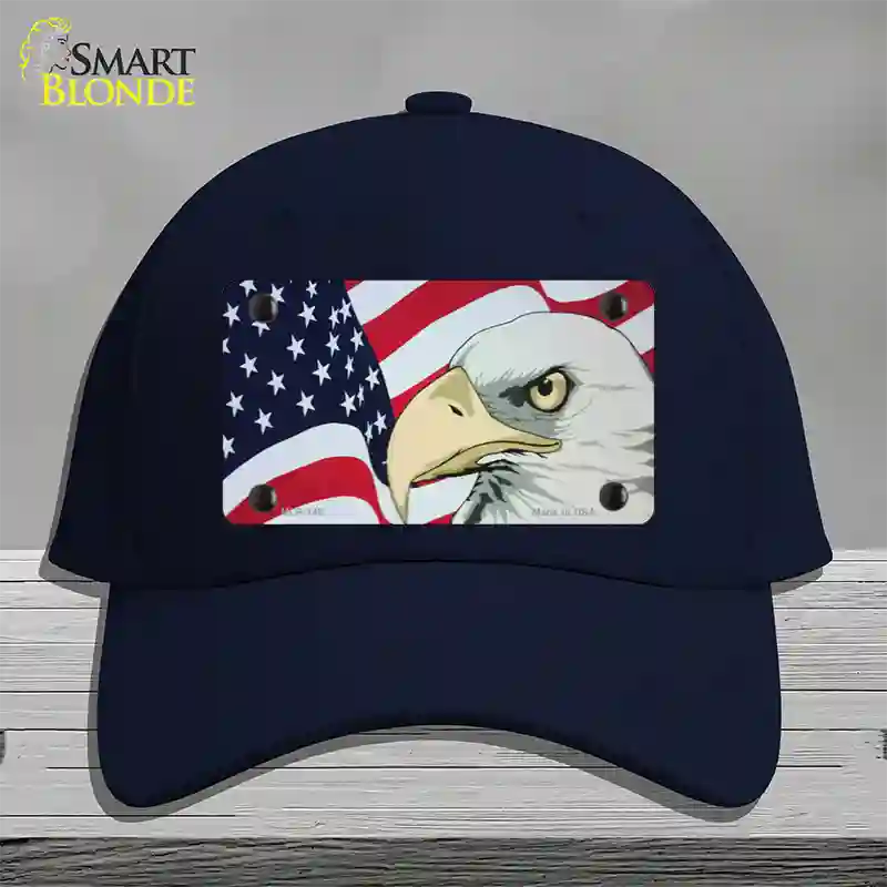 American Flag With Eagle Novelty License Plate Hat Cotton / Navy