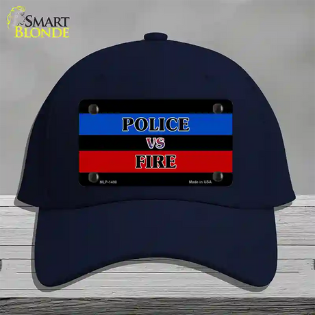 Police Vs. Fire Novelty License Plate Hat Cotton / Navy