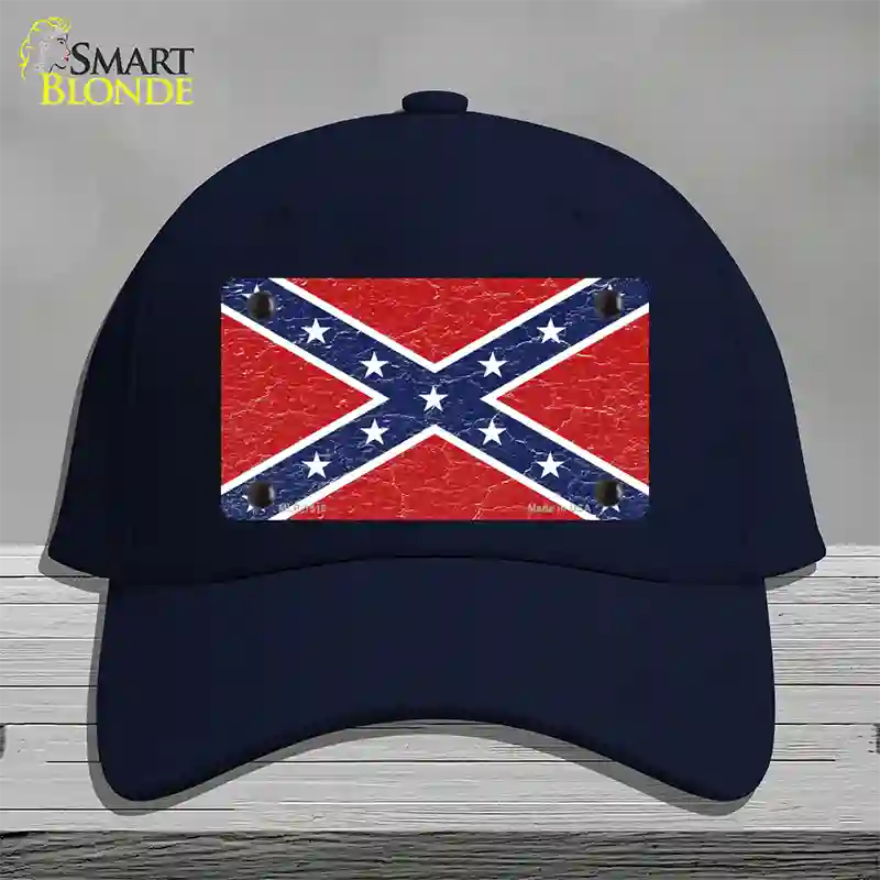 Distressed Confederate Flag Novelty License Plate Hat Cotton / Navy