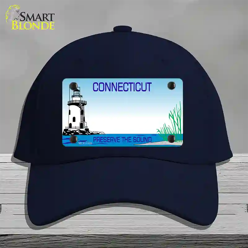 Connecticut Preserve State Blank Novelty License Plate Hat Cotton / Navy