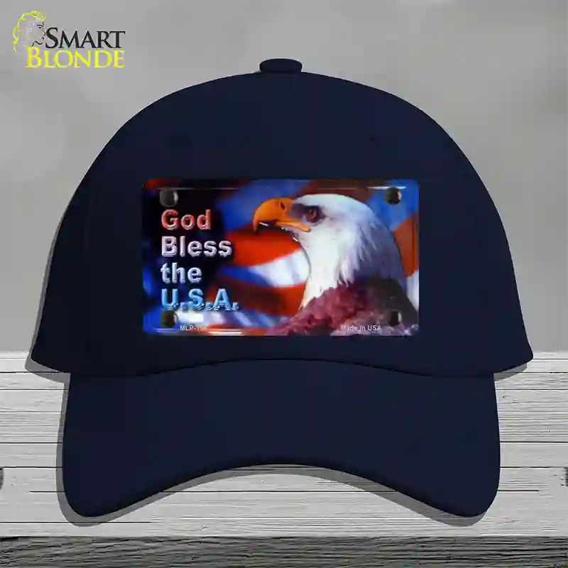 God Bless USA Eagle Novelty License Plate Hat Cotton / Navy