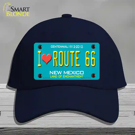 I Love Route 66 New Mexico Novelty License Plate Hat Cotton / Navy