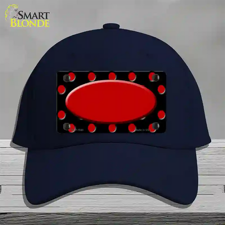 Red Black Polka Dot Red Center Oval Novelty License Plate Hat Cotton / Navy