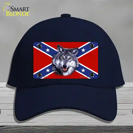 Confederate Flag Wolf Novelty License Plate Hat Cotton / Navy