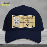 Pencil Sketch German Shepherd Novelty License Plate Hat Cotton / Navy