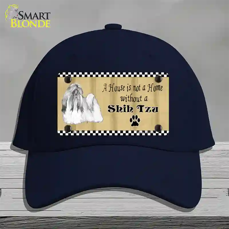 Pencil Sketch Shih Tzu Novelty License Plate Hat Cotton / Navy