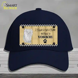 Pencil Sketch Yorkie Novelty License Plate Hat Cotton / Navy