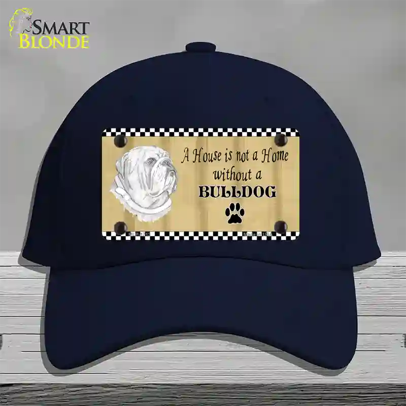 Pencil Sketch Bulldog Novelty License Plate Hat Cotton / Navy