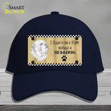 Pencil Sketch Bulldog Novelty License Plate Hat Cotton / Navy