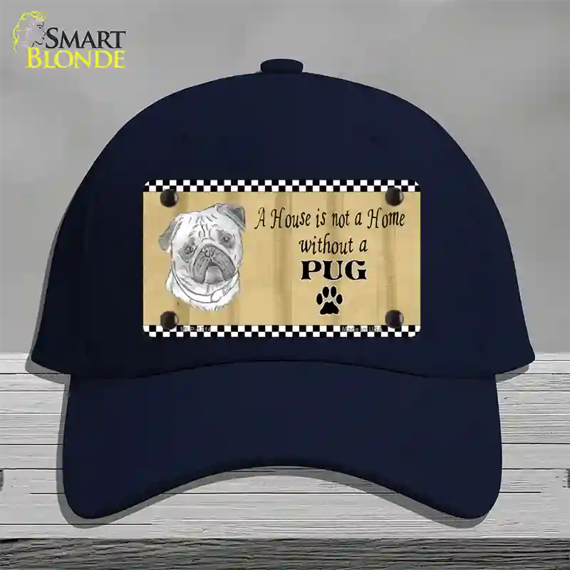 Pencil Sketch Pug Novelty License Plate Hat Cotton / Navy