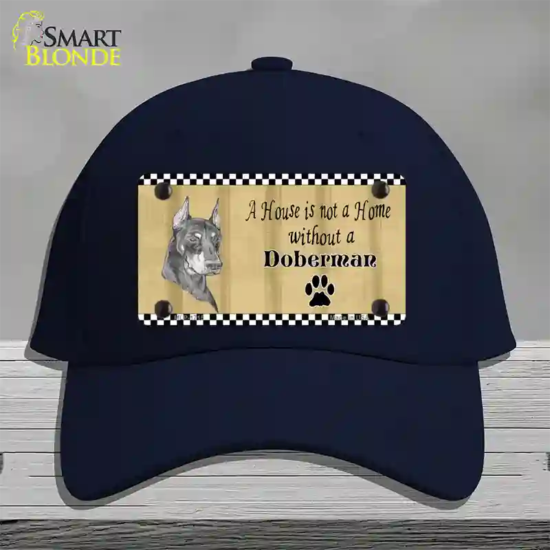 Pencil Sketch Doberman Metal Dog Novelty License Plate Hat Cotton / Navy