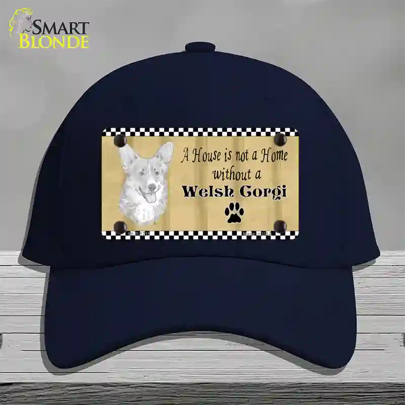 Pencil Sketch Welsh Corgi Novelty License Plate Hat Cotton / Navy