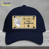 Pencil Sketch Papillon Novelty License Plate Hat Cotton / Navy