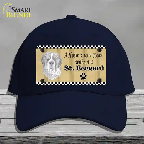 Pencil Sketch Saint Bernard Novelty License Plate Hat Cotton / Navy