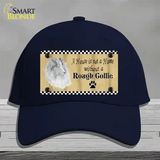 Pencil Sketch Rough Collie Novelty License Plate Hat Cotton / Navy