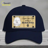 Pencil Sketch Bichon Frise Novelty License Plate Hat Cotton / Navy