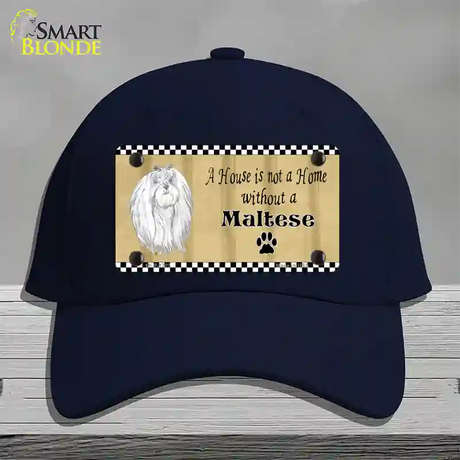 Pencil Sketch Maltese Novelty License Plate Hat Cotton / Navy