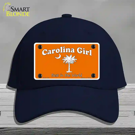 Carolina Girl Orange Novelty License Plate Hat Cotton / Navy