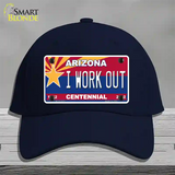 Arizona Centennial I Work Out Novelty License Plate Hat Cotton / Navy