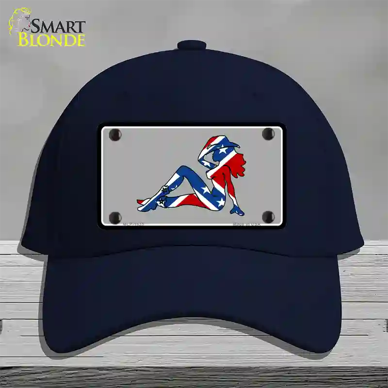 Confederate Flag Mud Flap Girl Novelty License Plate Hat Cotton / Navy