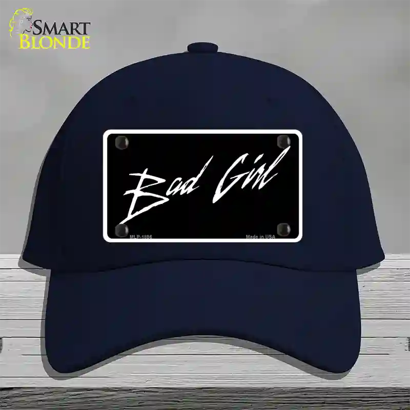 Bad Girl Novelty License Plate Hat Cotton / Navy