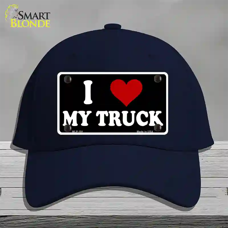 I Love My Truck Black Novelty License Plate Hat Cotton / Navy