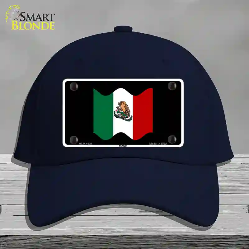 Mexico Waving Flag Novelty License Plate Hat Cotton / Navy