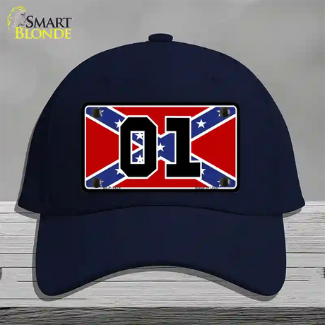 Confederate Flag 01 Novelty License Plate Hat Cotton / Navy