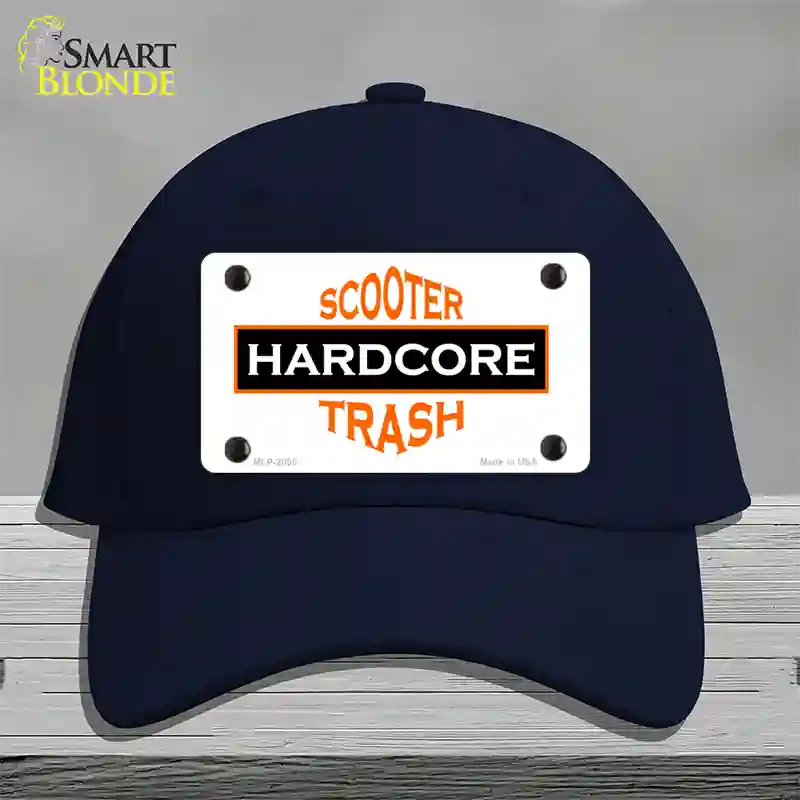 Hardcore Scooter Trash White Novelty License Plate Hat Cotton / Navy