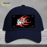 Red Hot Flaming Dice Novelty License Plate Hat Cotton / Navy