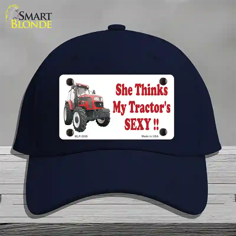 She Thinks My Tractors Sexy Novelty License Plate Hat Cotton / Navy