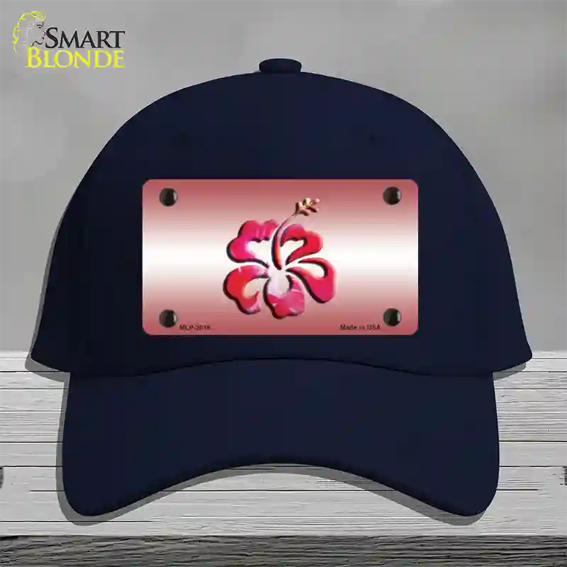 Hibiscus Flower Novelty License Plate Hat Cotton / Navy