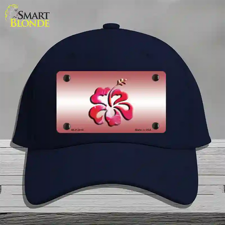 Hibiscus Flower Novelty License Plate Hat Cotton / Navy