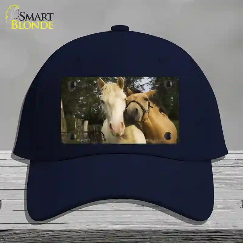 Horses Sweet On Each Other Novelty License Plate Hat Cotton / Navy