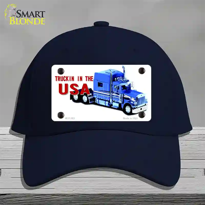 Trucking In The USA Novelty License Plate Hat Cotton / Navy