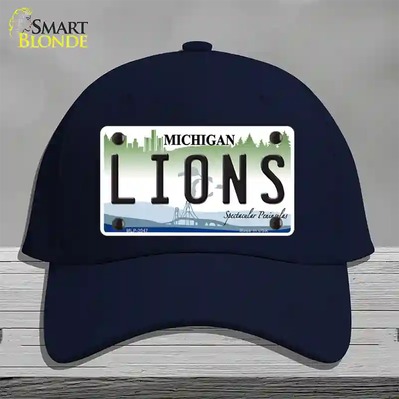 Lions Michigan State Novelty License Plate Hat Cotton / Navy