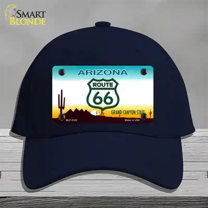 Route 66 Shield Arizona Novelty License Plate Hat Cotton / Navy