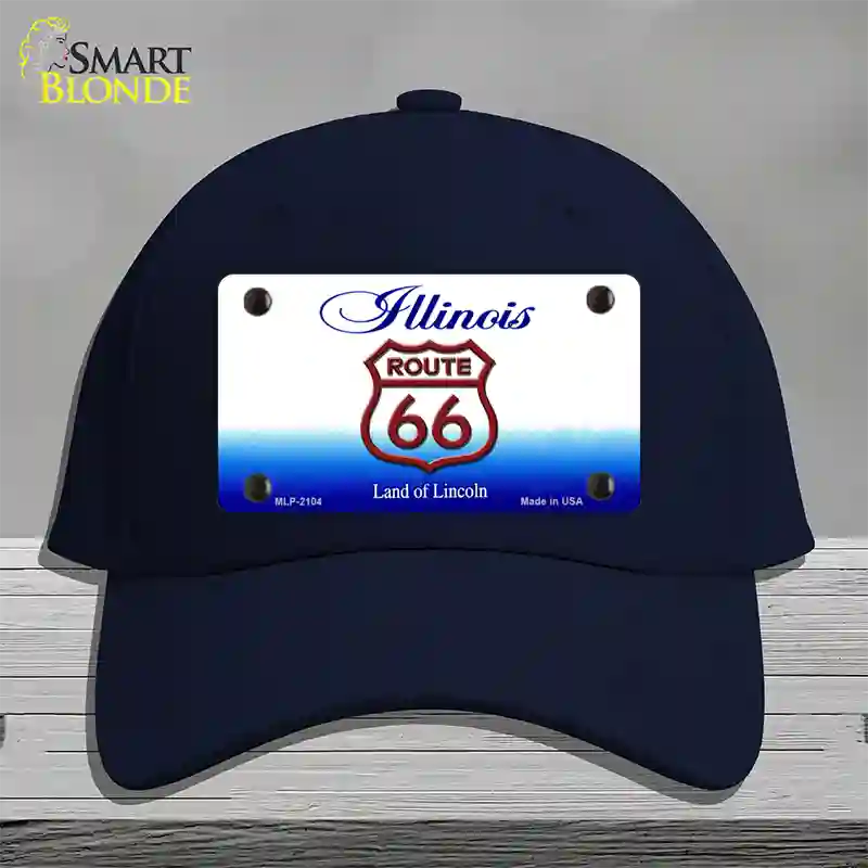 Route 66 Shield Illinois Novelty License Plate Hat Cotton / Navy