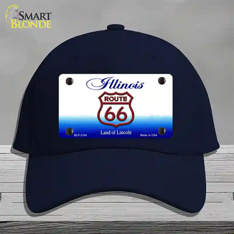 Route 66 Shield Illinois Novelty License Plate Hat Cotton / Navy