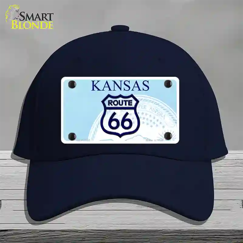 Route 66 Shield Kansas Novelty License Plate Hat Cotton / Navy